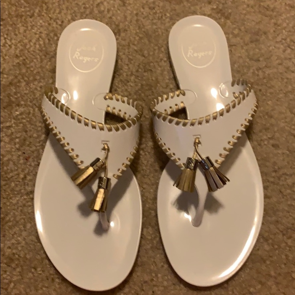 Jack Rogers jelly sandals.